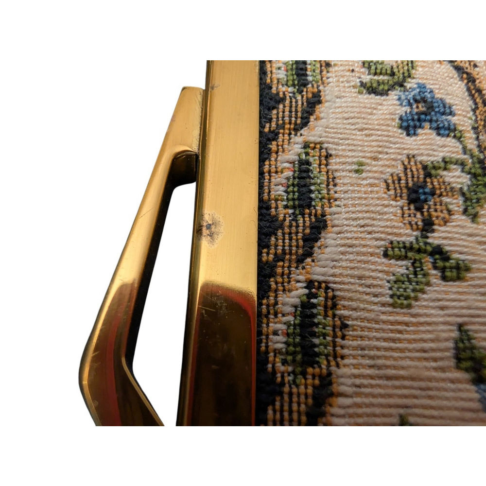 VINTAGE TAPESTRY PURSE Made in West Germany Floral Multicolor Gold Tone Chain - Picture 3 of 16
